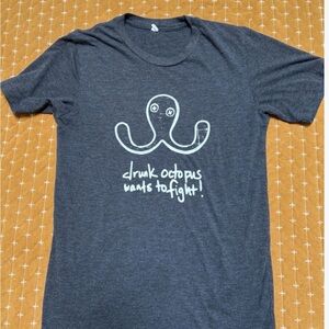 Gray Graphic T-Shirt with Octopus Design